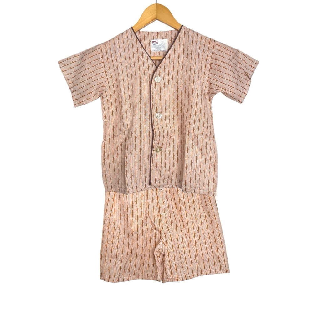 Vintage BVD Flame‑Resistant Permanent‑Press Pajamas Boys Size 8 Orange / Brown